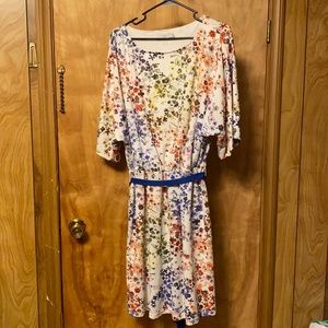 Triste rainbow floral dress with sash-Size 2x